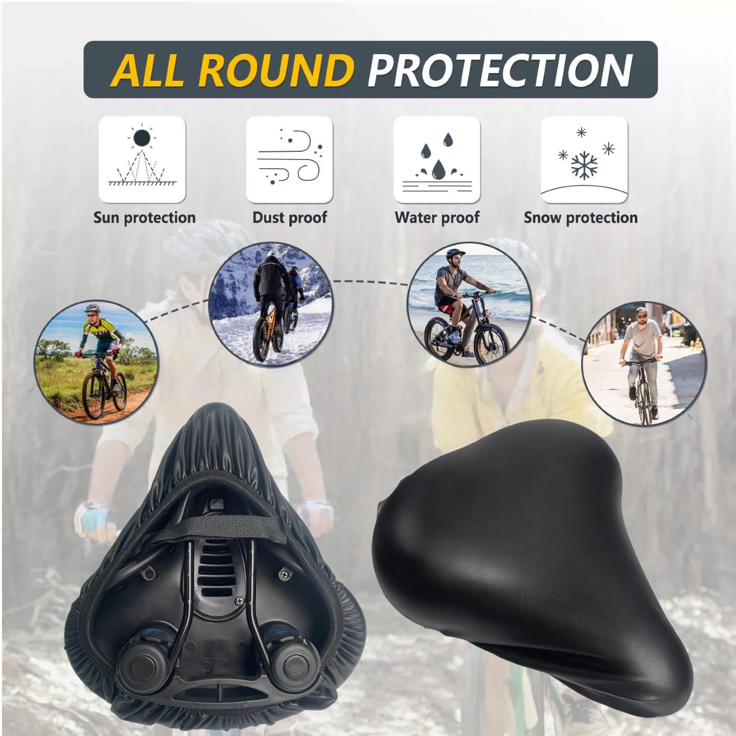 Stretch Bike Seat Cover Waterproof, PU Leather