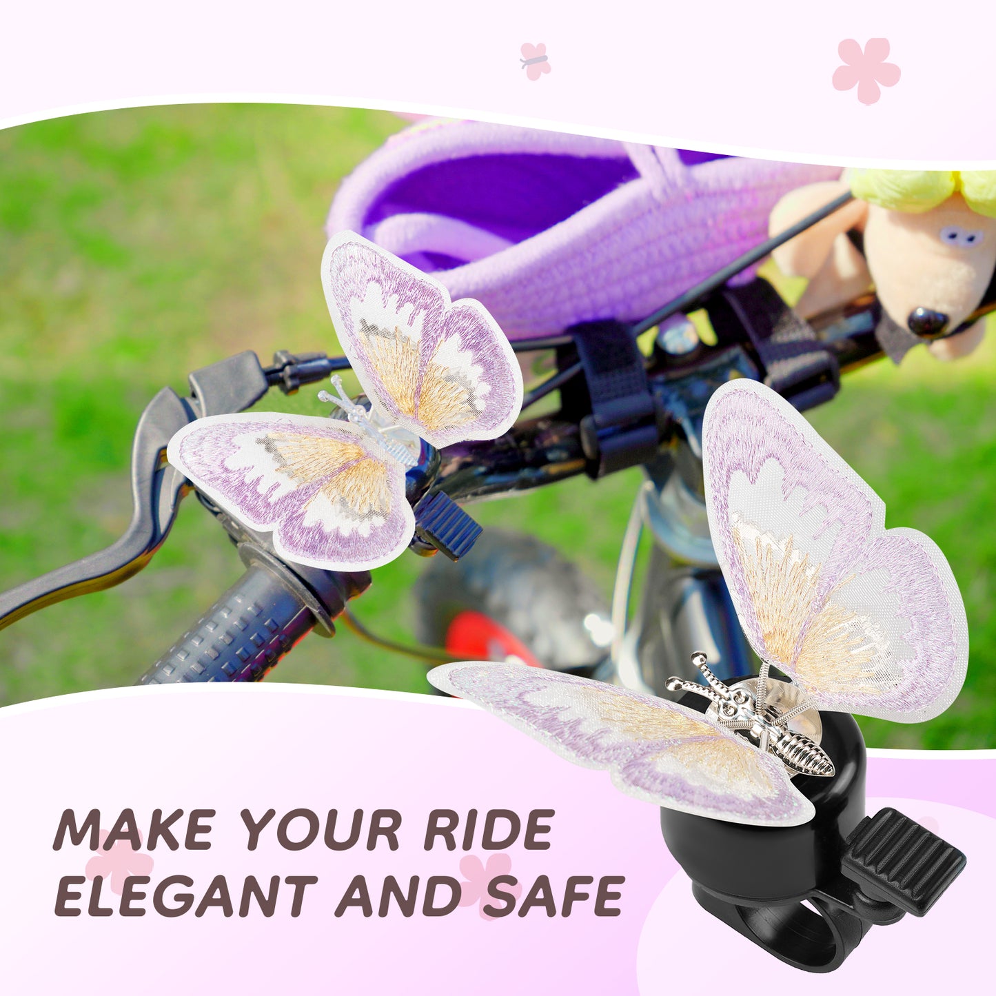 Bike Bell, Bicycle Horn for Girls, Children’s Bike Bells with Butterfly Design - Cute DIY Bicycle Bell for Girls, Crisp Sound, Easy to Install