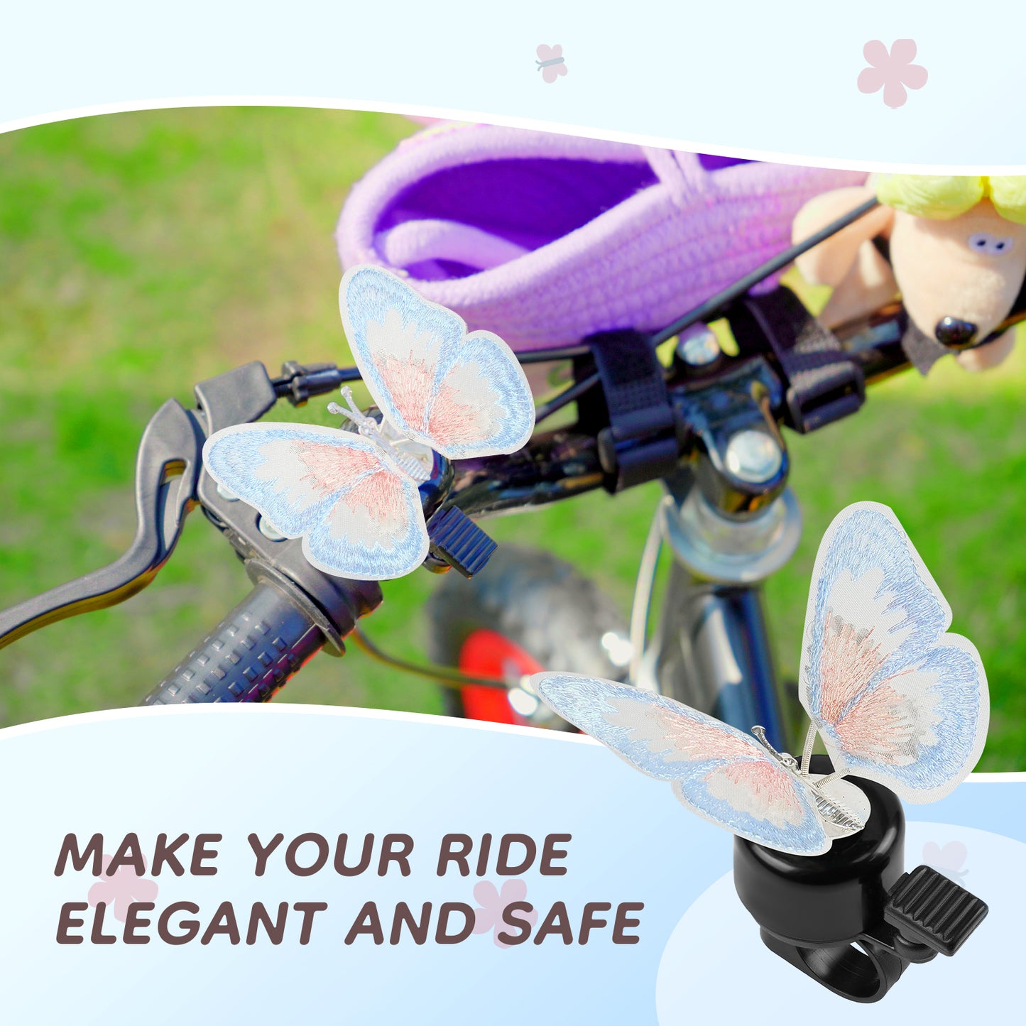 Bike Bell, Bicycle Horn for Girls, Children’s Bike Bells with Butterfly Design - Cute DIY Bicycle Bell for Girls, Crisp Sound, Easy to Install