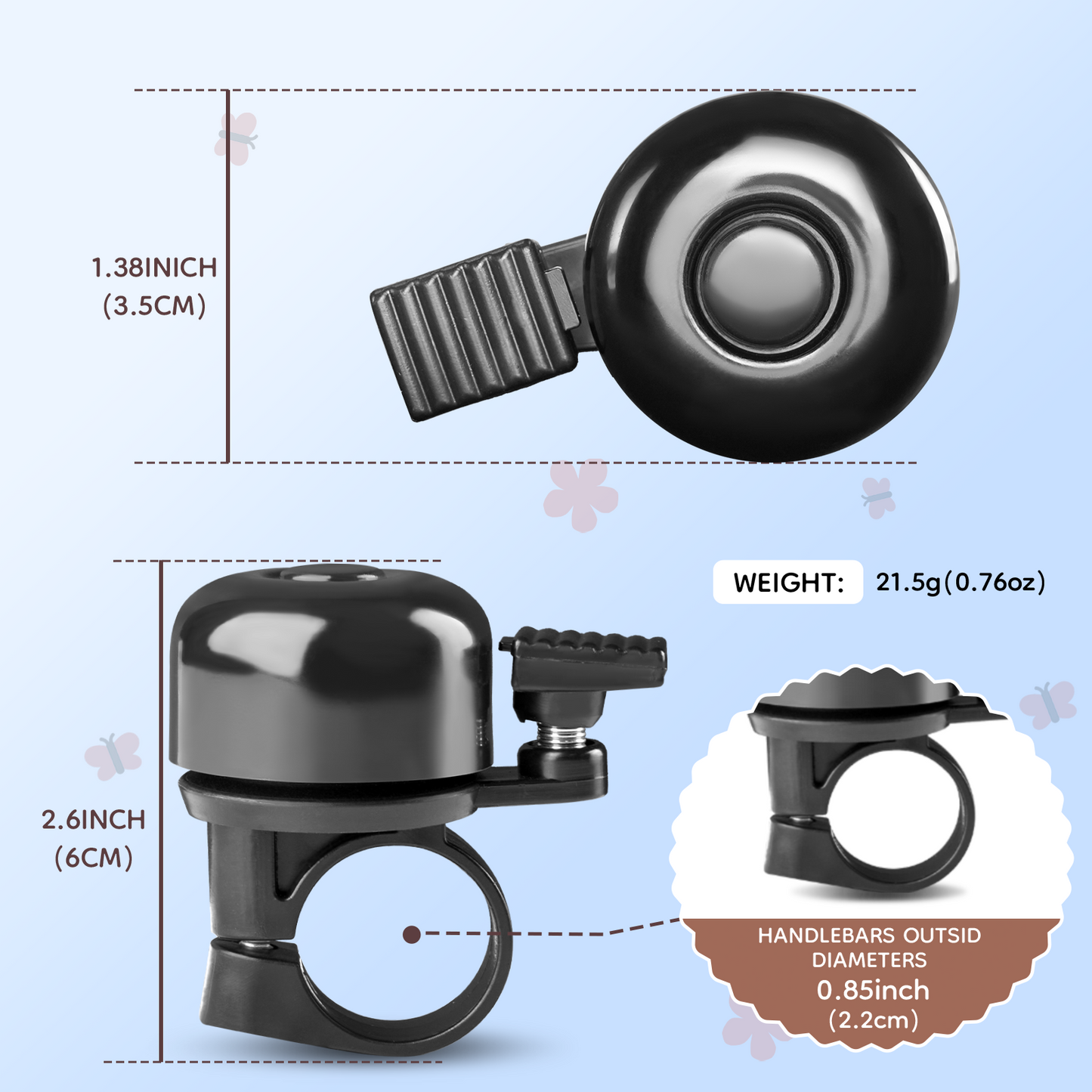 Bike Bell, Bicycle Horn for Girls, Children’s Bike Bells with Butterfly Design - Cute DIY Bicycle Bell for Girls, Crisp Sound, Easy to Install