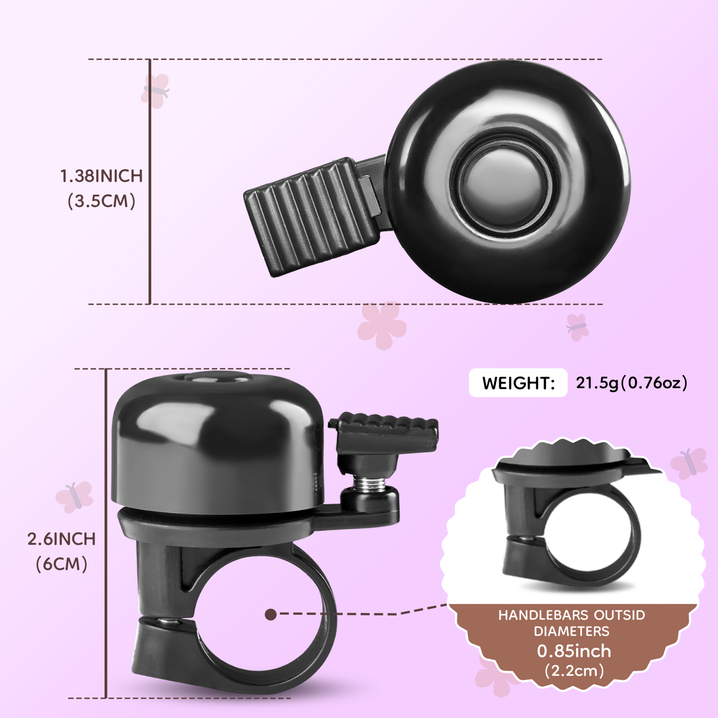 Bike Bell, Bicycle Horn for Girls, Children’s Bike Bells with Butterfly Design - Cute DIY Bicycle Bell for Girls, Crisp Sound, Easy to Install
