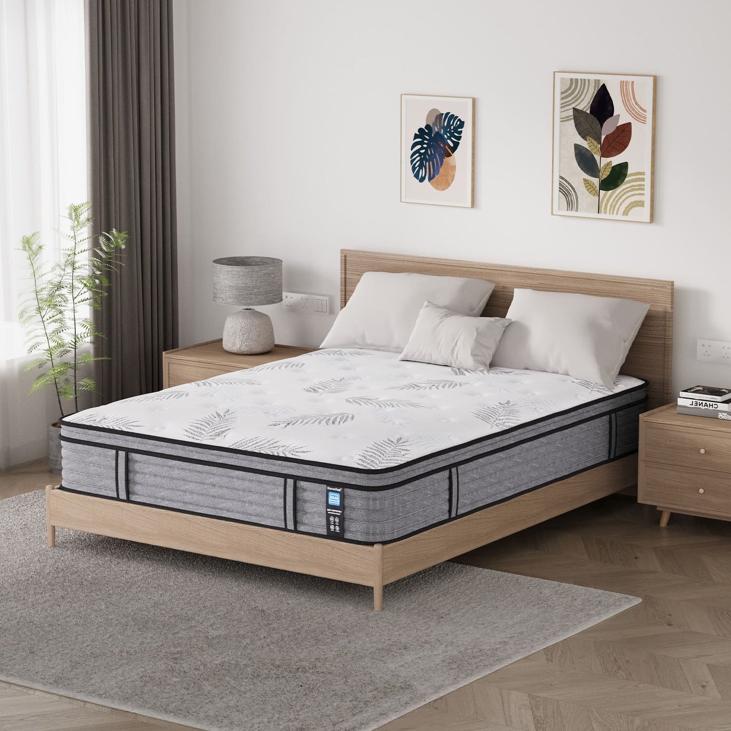 Newpearl Medium Firm Mattress, Memroy Foam Hybrid, Pocket Springs, Edge Support, White