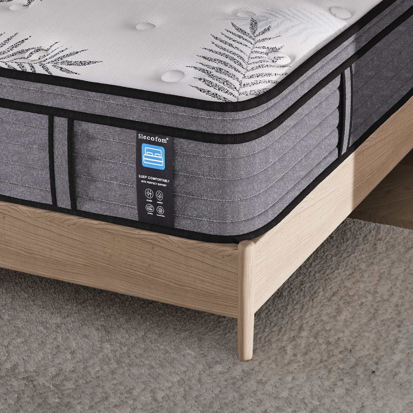 Newpearl Medium Firm Mattress, Memroy Foam Hybrid, Pocket Springs, Edge Support, White