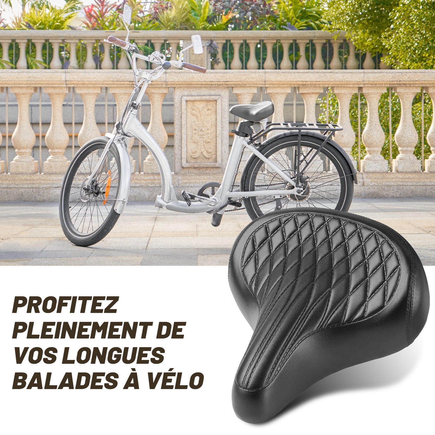 Selle Vélo Large Confort pour Homme et Femme – Style Vintage, Imperméable, Idéale pour Vélo de Ville, Cruiser et Électrique