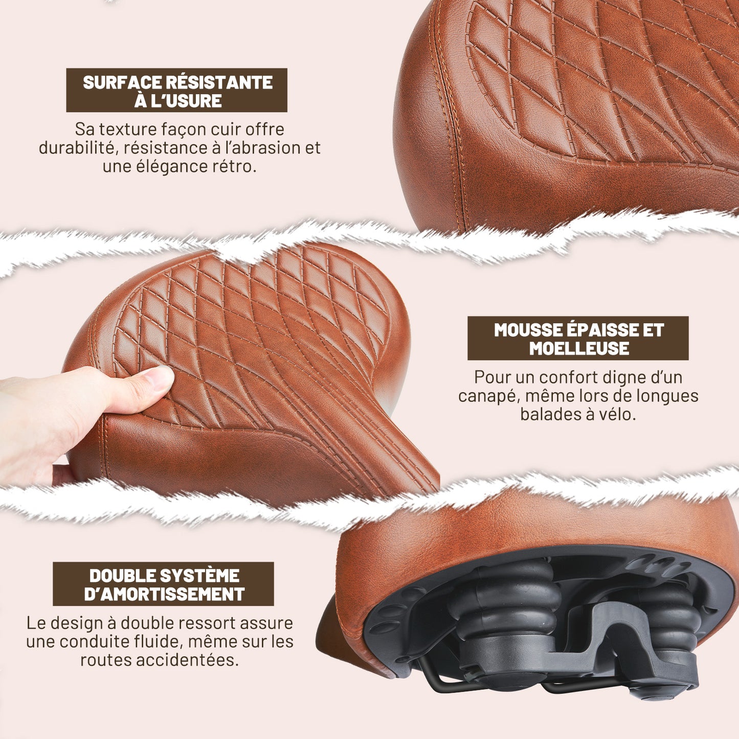 Selle Vélo Large Confortable Marron – Style Vintage pour Vélo de Ville et Cruiser, Imperméable, Série Time Capsule