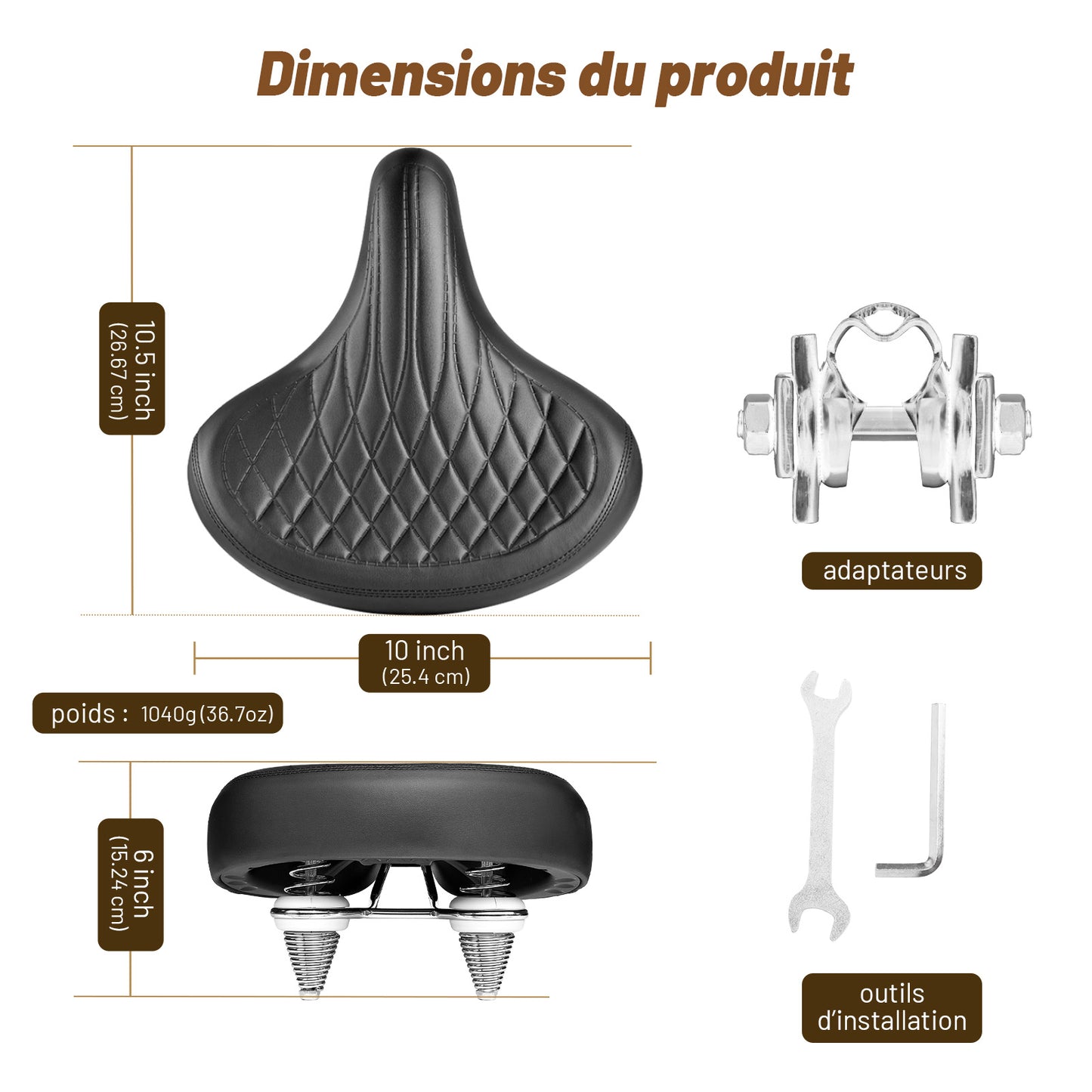 Selle Vélo Large Confort pour Homme et Femme – Style Vintage, Imperméable, Idéale pour Vélo de Ville, Cruiser et Électrique