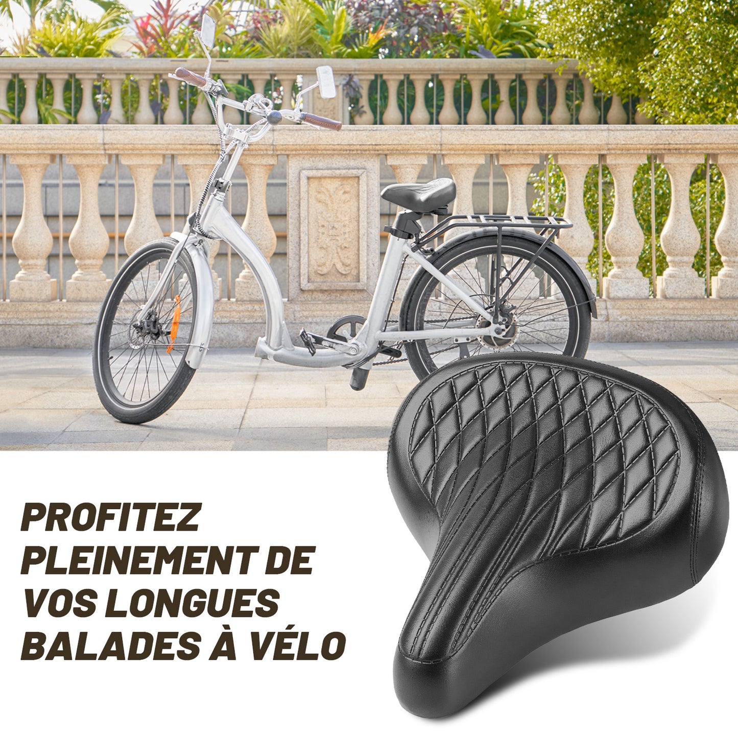 Selle Vélo Large Confort pour Homme et Femme – Style Vintage, Imperméable, Idéale pour Vélo de Ville, Cruiser et Électrique