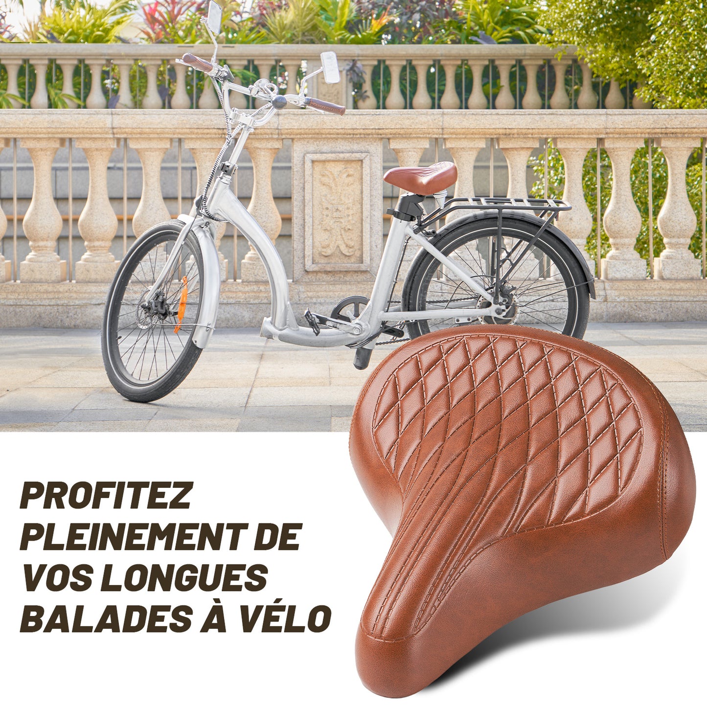 Selle Vélo Large Confortable Marron – Style Vintage pour Vélo de Ville et Cruiser, Imperméable, Série Time Capsule