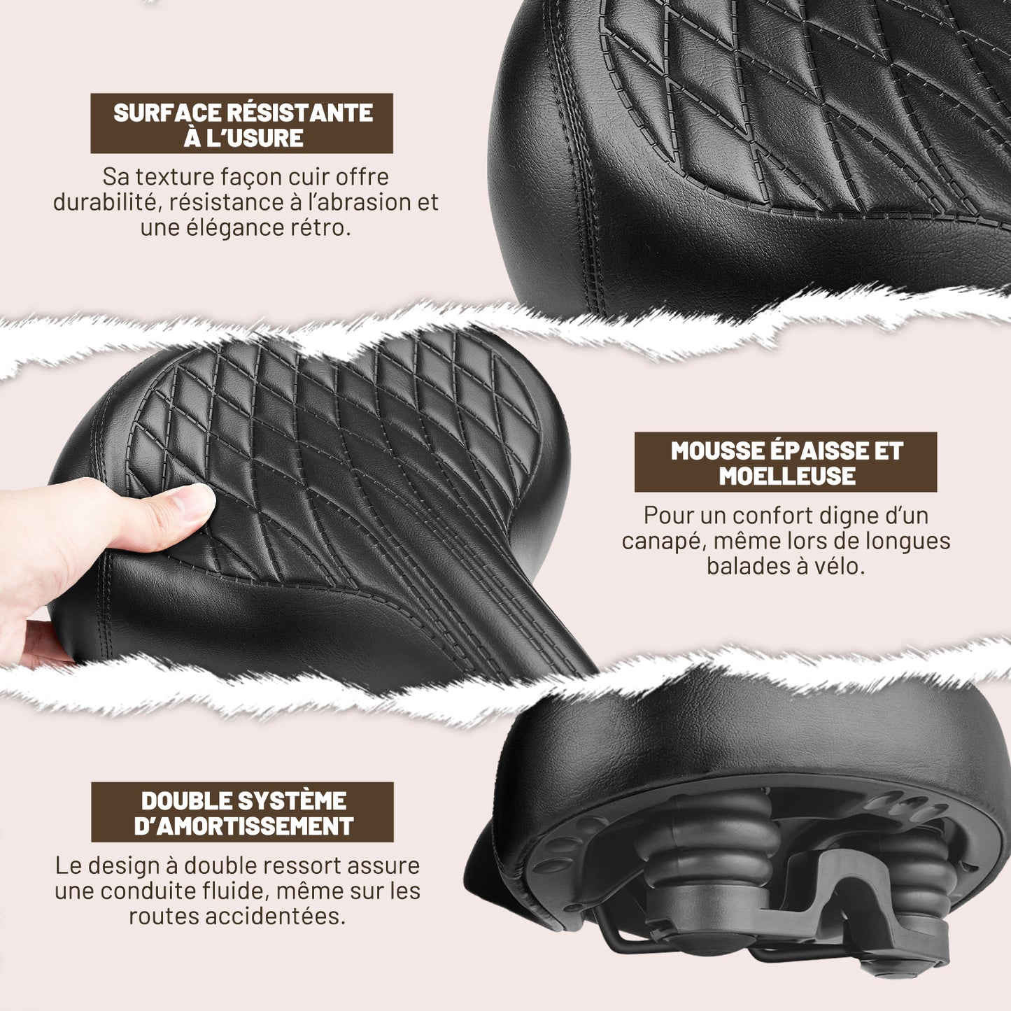 Selle Vélo Large Confort pour Homme et Femme – Style Vintage, Imperméable, Idéale pour Vélo de Ville, Cruiser et Électrique