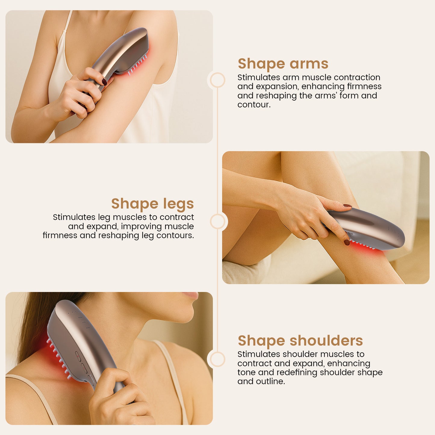 Red Light Therapy Comb – 3 Light Modes, 8 Massage Settings