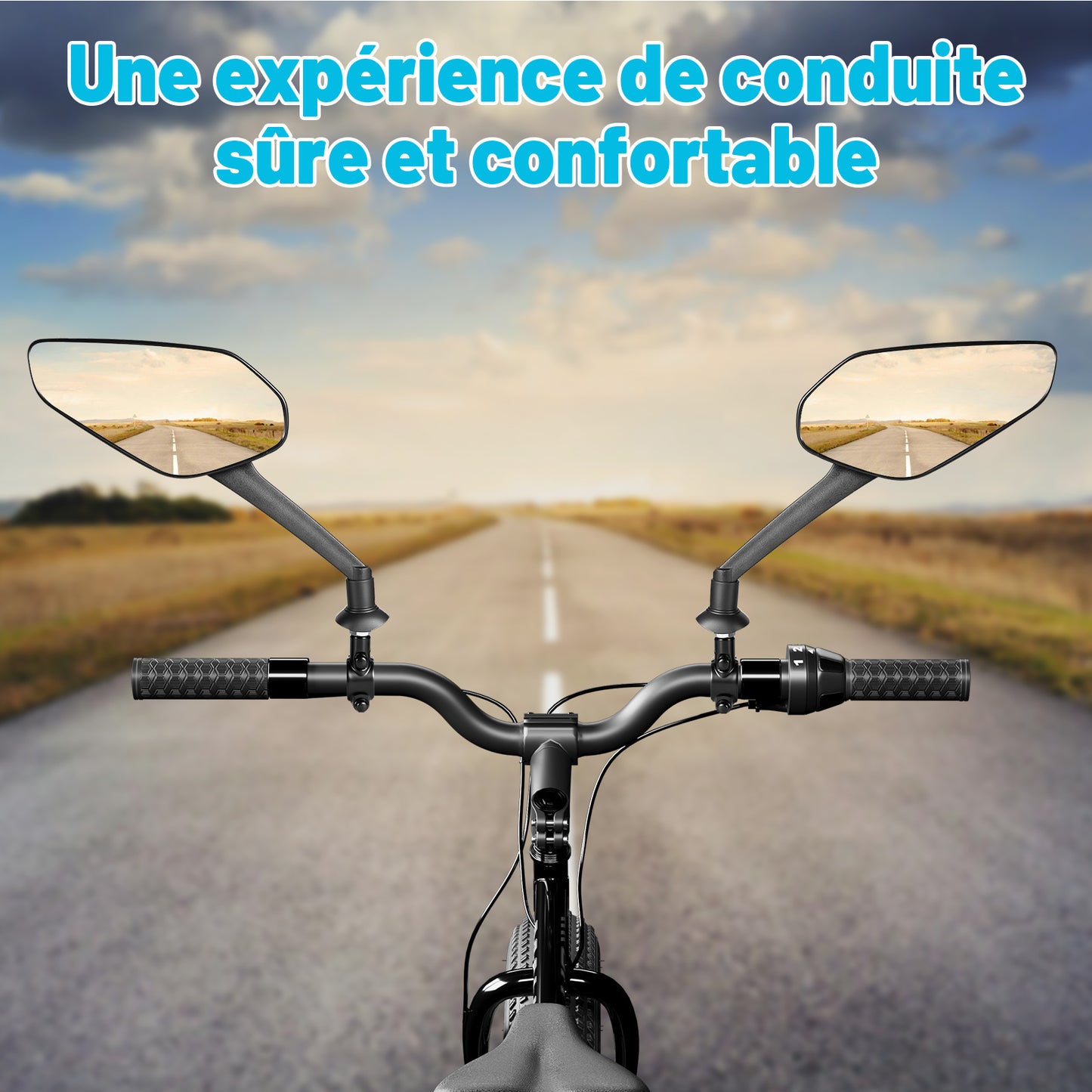 Rétroviseur Vélo Réglable – Grand Miroir Convexe 17 cm, Cadre ABS & Base Aluminium, Anti-Vibration, Pour Guidon 22–25 mm