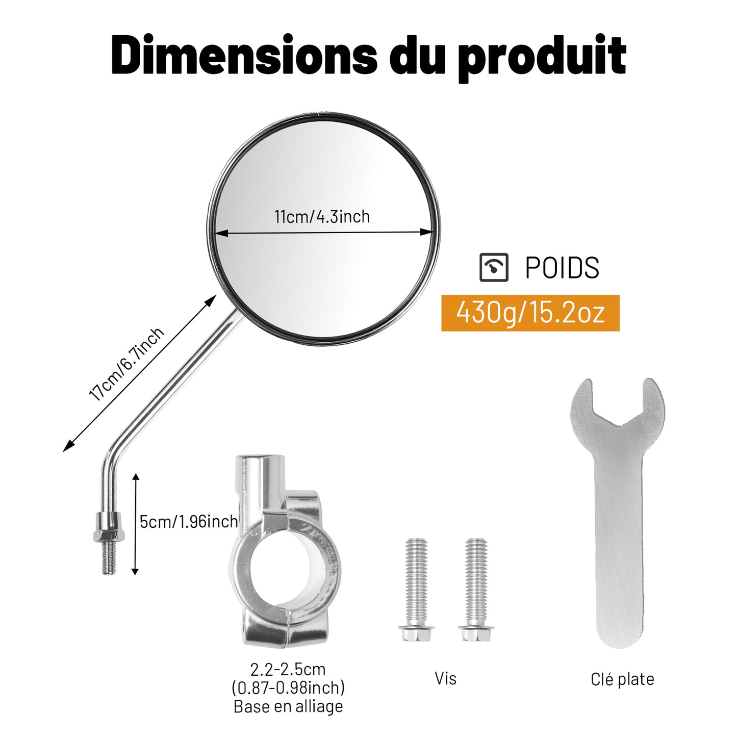Rétroviseur Vélo Vintage – Paire de Miroirs Métalliques pour Vélo de Ville et Cruiser, Cadre Acier Galvanisé, Série Time Capsule