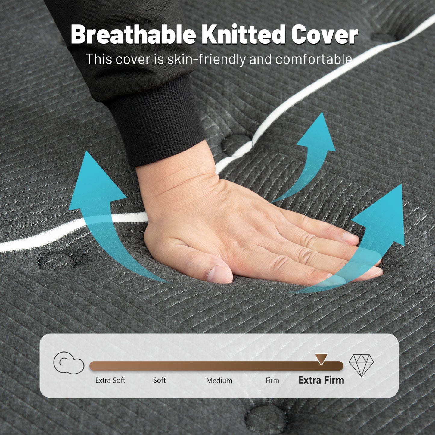 Newpearl Extra Firm Mattress 14 Inch - Cooling Hybrid Mattress with Pocketed Coils for Pressure Relief and Support, Breathable Design with 10-Year Limited Warranty