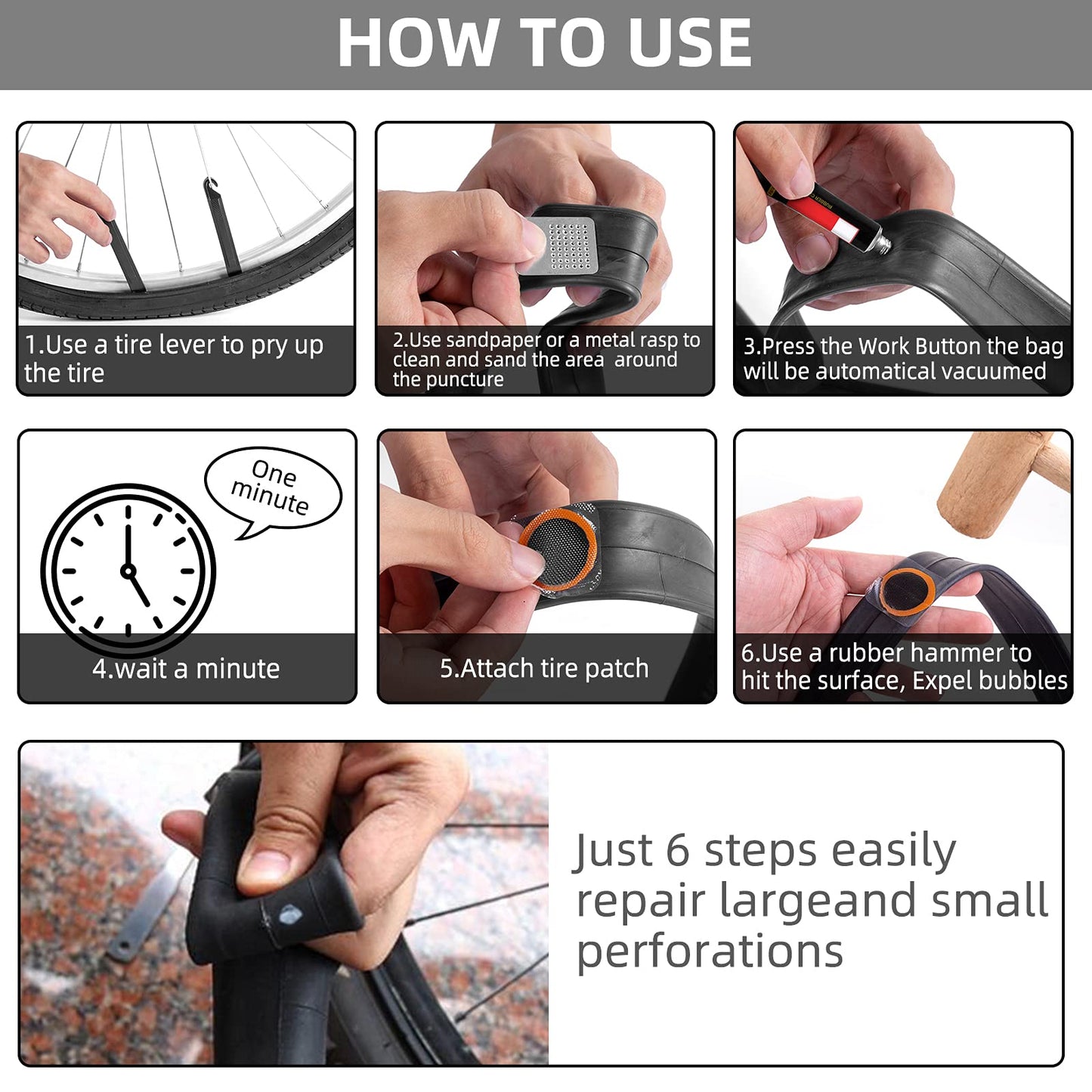 Bike Tire Repair Kits - Bycicle Inner Tube Puncture Patch Kit with 24PCS Vulcanizing Patches