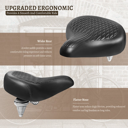 Steel spring bike seat for city and cruiser bikes