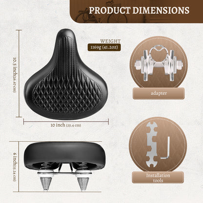 Vintage bike saddle with diamond stitched surface