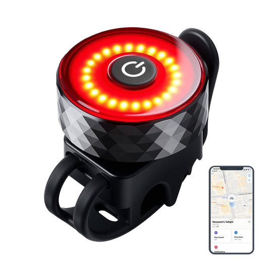Smart Bike Tail Light with Apple Find My – Brake-Sensing Rear Light with Location Tracking, Ultra-Bright LED, 984ft Visibility, 5 Lighting Modes, USB-C Rechargeable, IP65 Waterproof LED Taillight