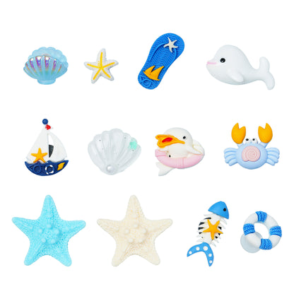 Shoe Charms, Cute Seashell Shoe Decoration Charms for Women, Teens, Girls, and Kids, Beach Bag Charms Accessories, 12Pcs Ocean Theme