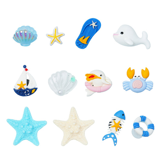 Shoe Charms, Cute Seashell Shoe Decoration Charms for Women, Teens, Girls, and Kids, Beach Bag Charms Accessories, 12Pcs Ocean Theme
