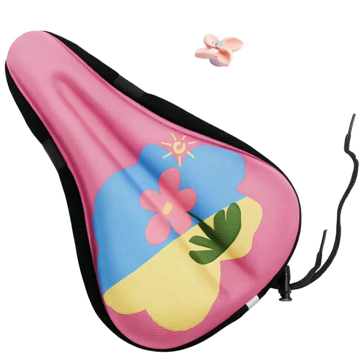 Newpearl kids bike seat cover for girls with pink sun and flower design