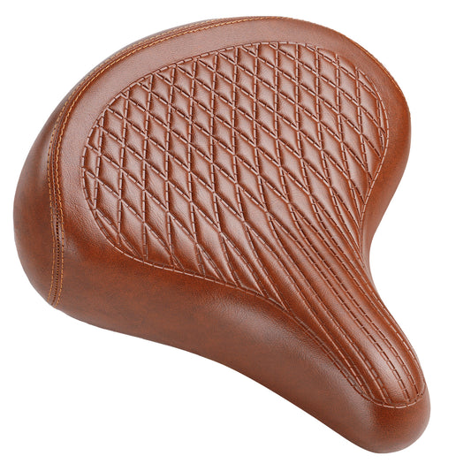 Wide Bike Seat for Men and Women – Upgraded Vintage Comfort Saddle for Cruiser & City Bikes, Ergonomic Waterproof Bicycle Seat Cushion, Brown