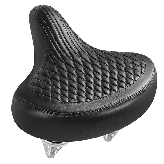 Wide Bike Seat for Men and Women – Upgraded Vintage Comfort Saddle for Cruiser & City Bikes, Ergonomic Waterproof Bicycle Seat Cushion, Black