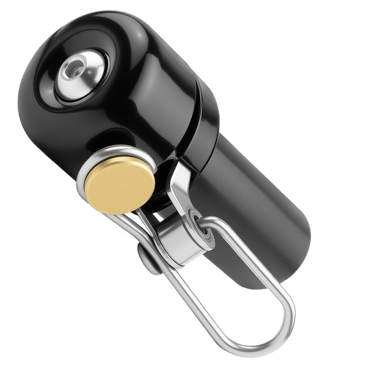 Bar End Bike Bell - 80dB Loud Aluminum Handlebar End Plug Bell for Road & Mountain Bikes, Fits 18-25mm Bars, Lightweight (1.85 oz), Waterproof Bicycle Bell - Black