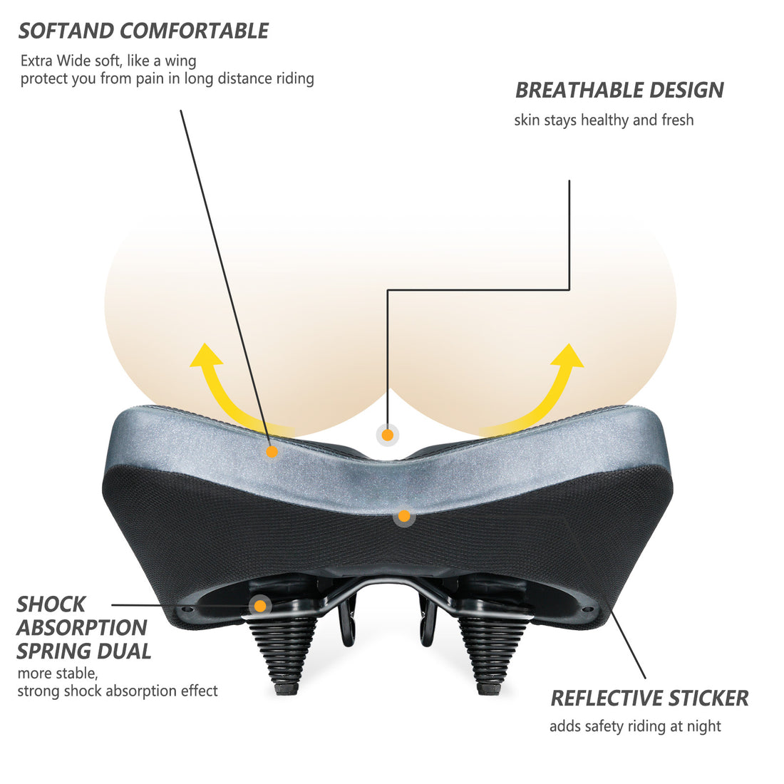 Waterproof oversized bike saddle for cruisers and e-bikes