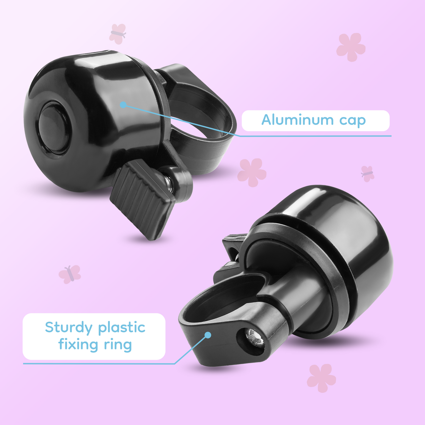 Bike Bell, Bicycle Horn for Girls, Children’s Bike Bells with Butterfly Design - Cute DIY Bicycle Bell for Girls, Crisp Sound, Easy to Install