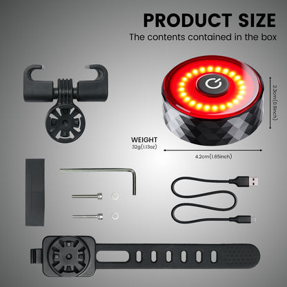 Smart Bike Tail Light with Apple Find My – Brake-Sensing Rear Light with Location Tracking, Ultra-Bright LED, 984ft Visibility, 5 Lighting Modes, USB-C Rechargeable, IP65 Waterproof LED Taillight