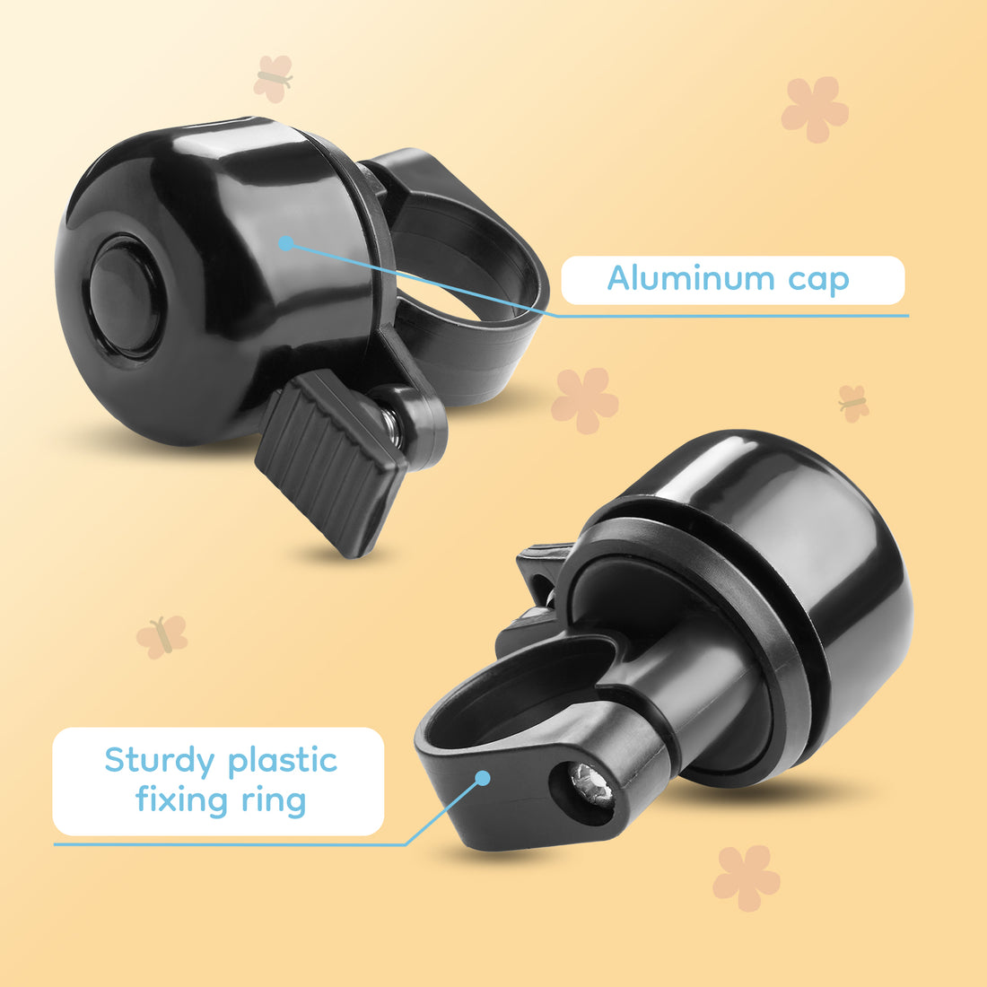 Kids bike bell with crisp clear sound