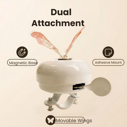 White Bike Bell with Pink Butterfly