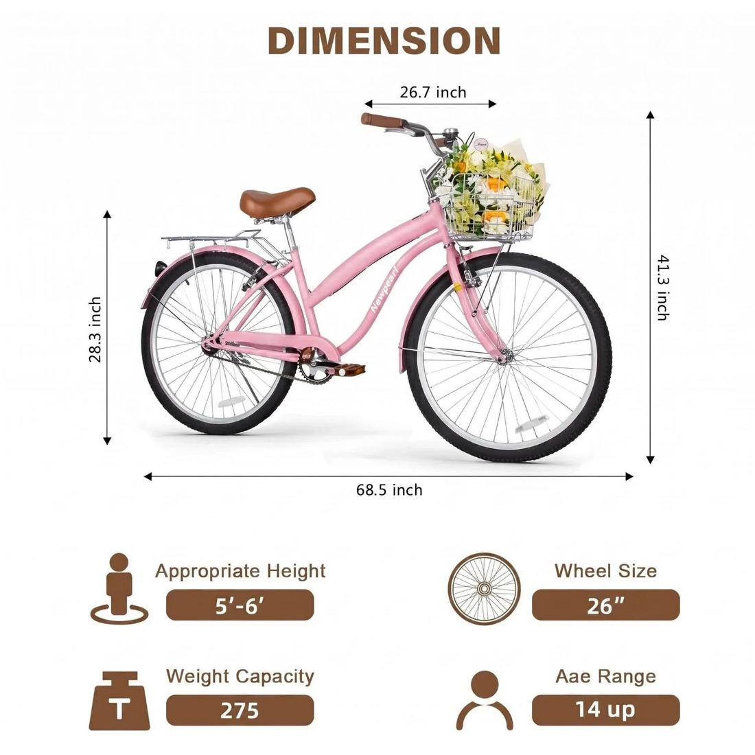 Beach Cruiser Bike, 24 & 26 inch Commuter Bicycle
