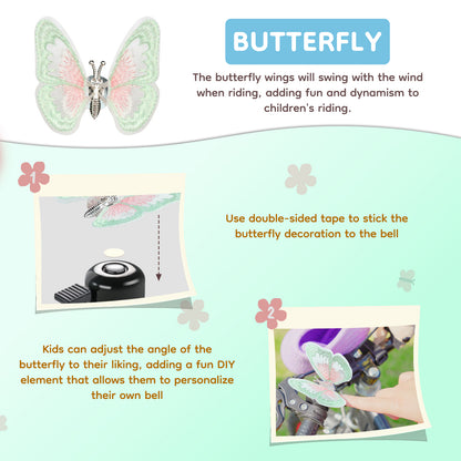 Bike Bell, Bicycle Horn for Girls, Children’s Bike Bells with Butterfly Design - Cute DIY Bicycle Bell for Girls, Crisp Sound, Easy to Install