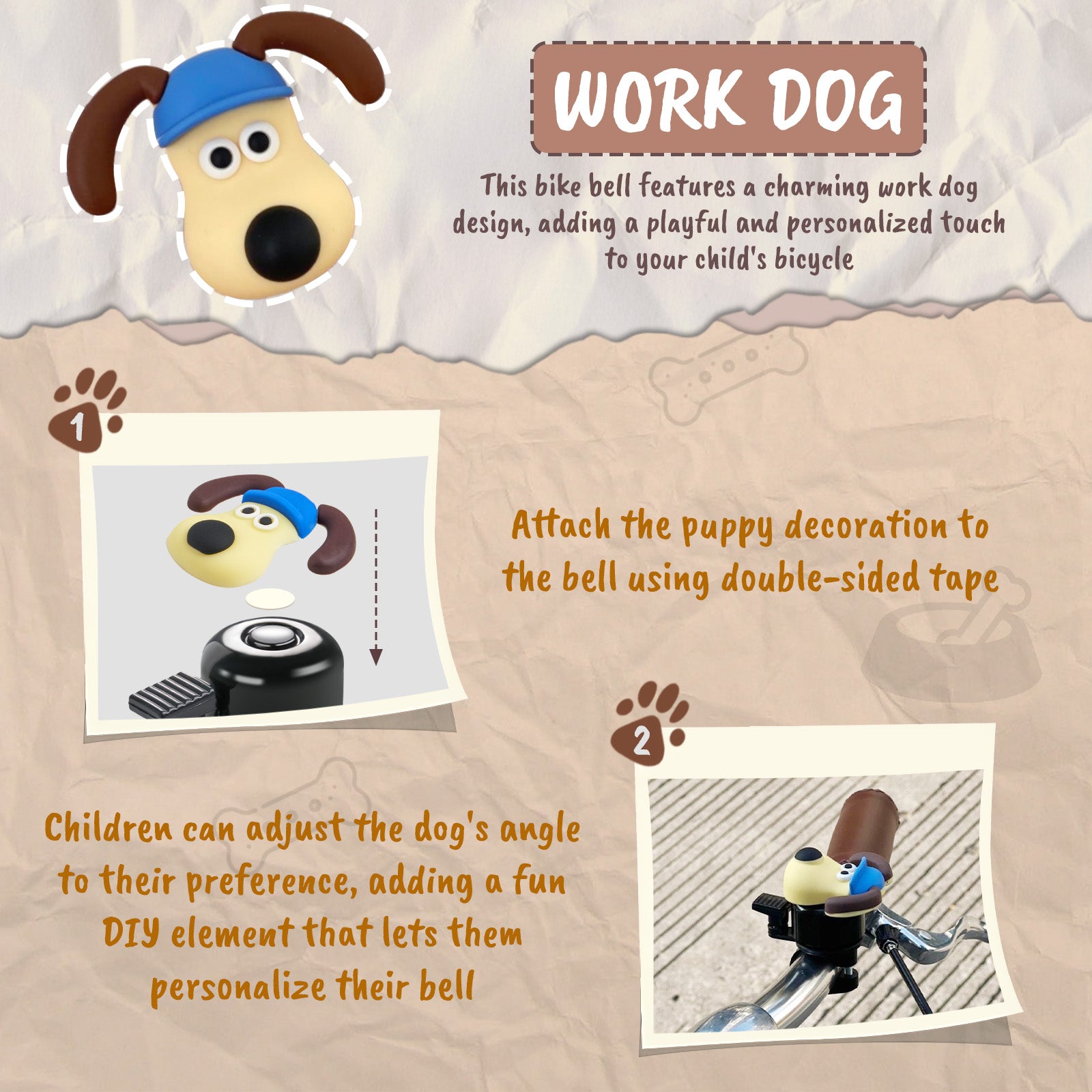 DIY dog faceplate bike bell for 22 mm handlebars