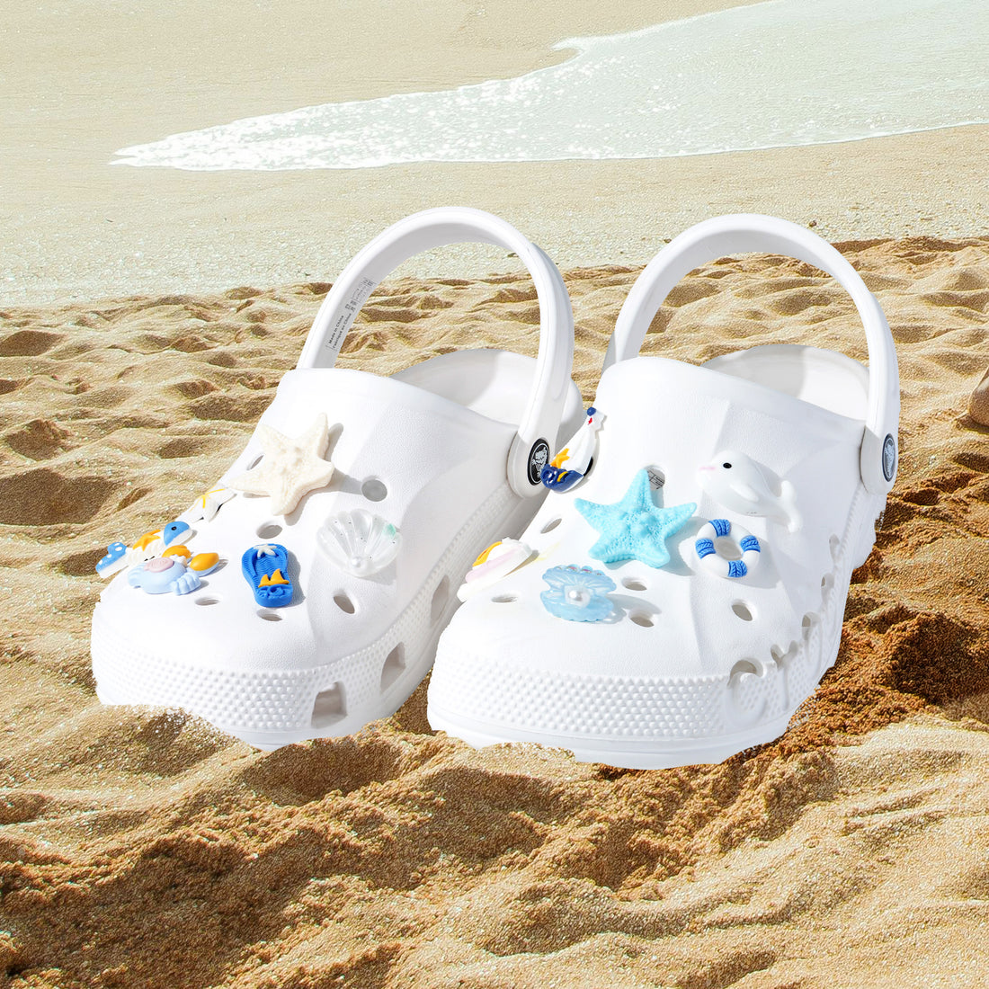 Shoe Charms, Cute Seashell Shoe Decoration Charms for Women, Teens, Girls, and Kids, Beach Bag Charms Accessories, 12Pcs Ocean Theme