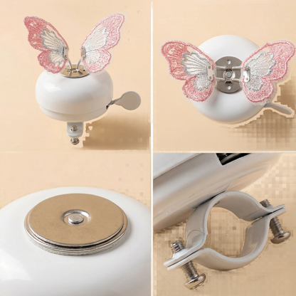 White Bike Bell with Pink Butterfly