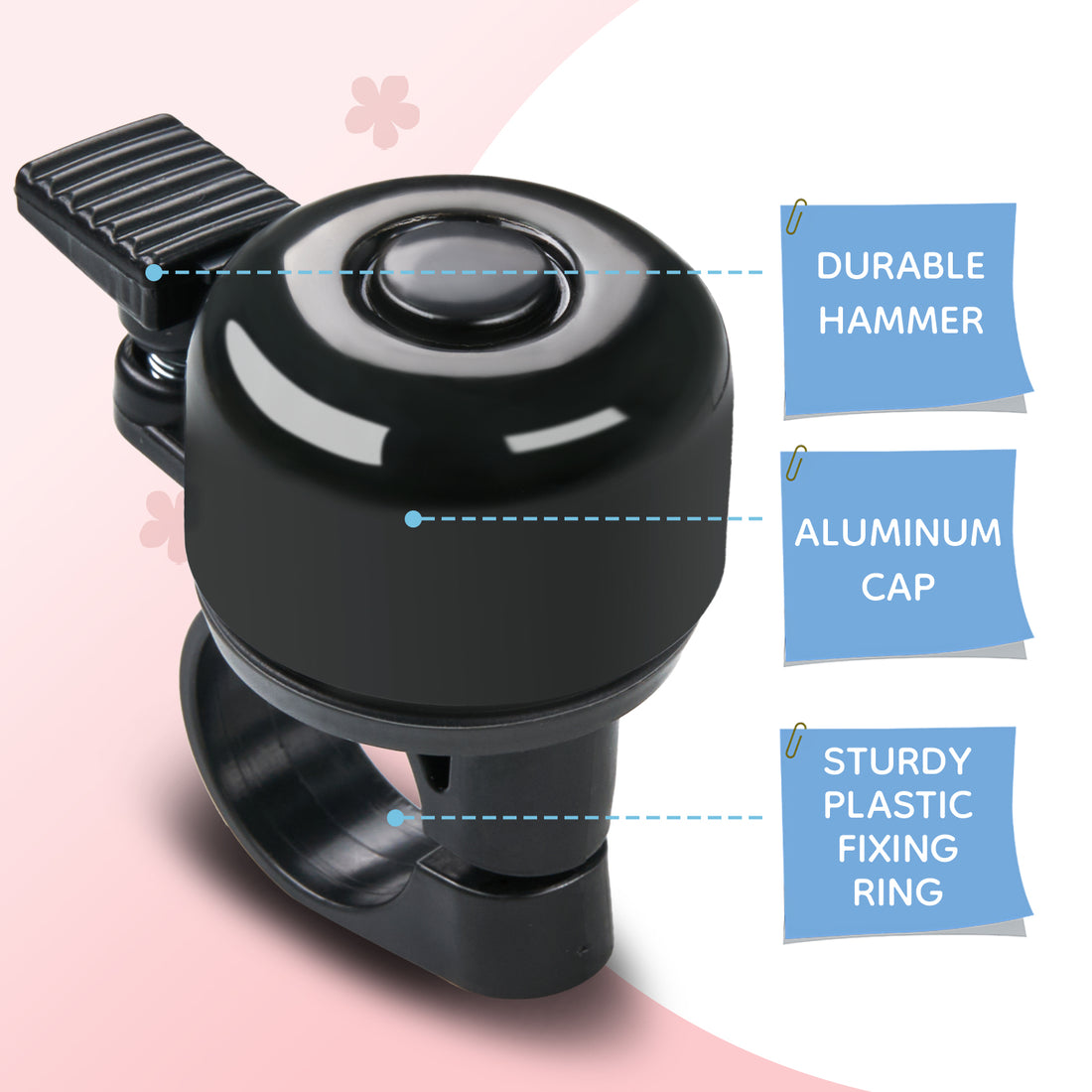 Tool-free white butterfly bell for 22 mm handlebars