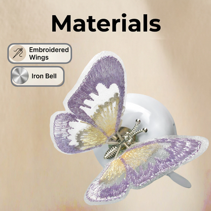 White Bike Bell with Purple Butterfly