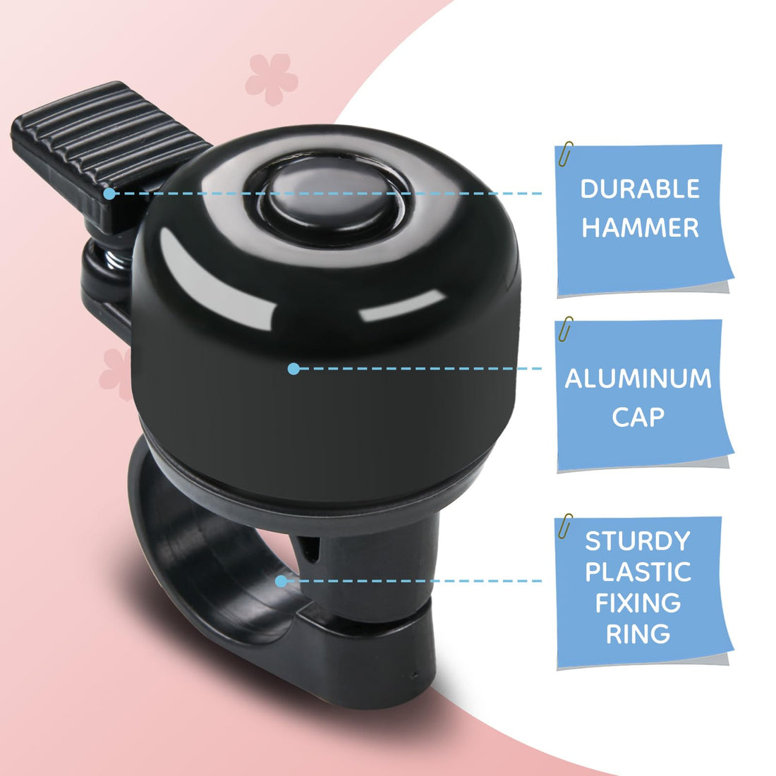 Tool-free butterfly bike bell for 22 mm handlebars