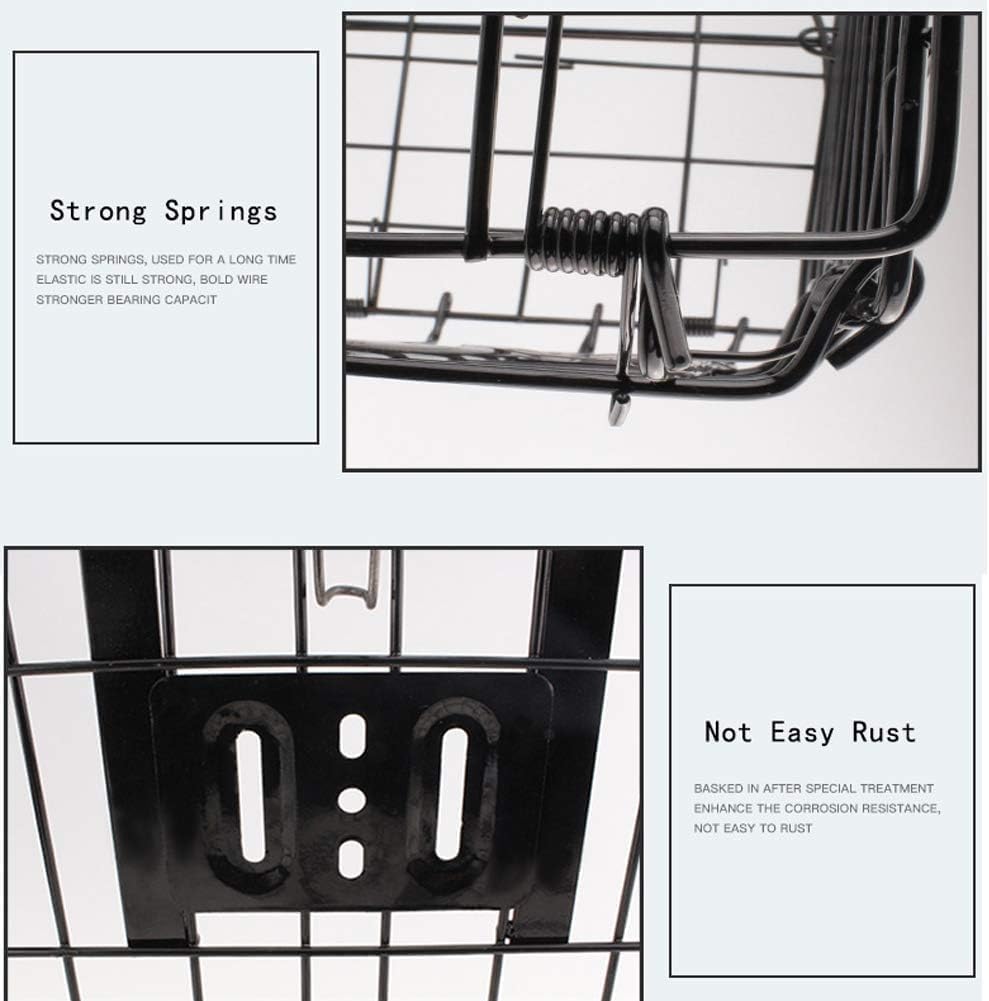 Folding Bike Front Basket Bicycle Wire Basket with Handles Easy Installation on Front Handlebar