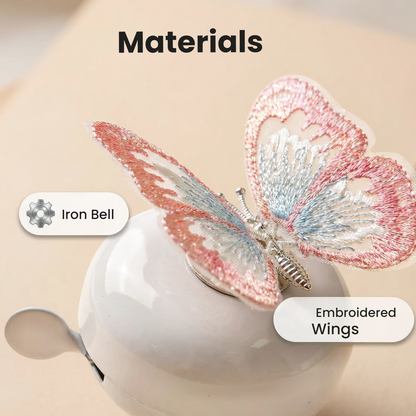 White Bike Bell with Pink Butterfly