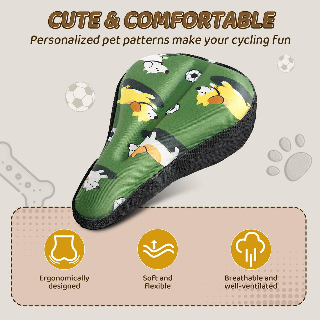 Green Kids Gel Bike Seat Cover, 9 x 6 in