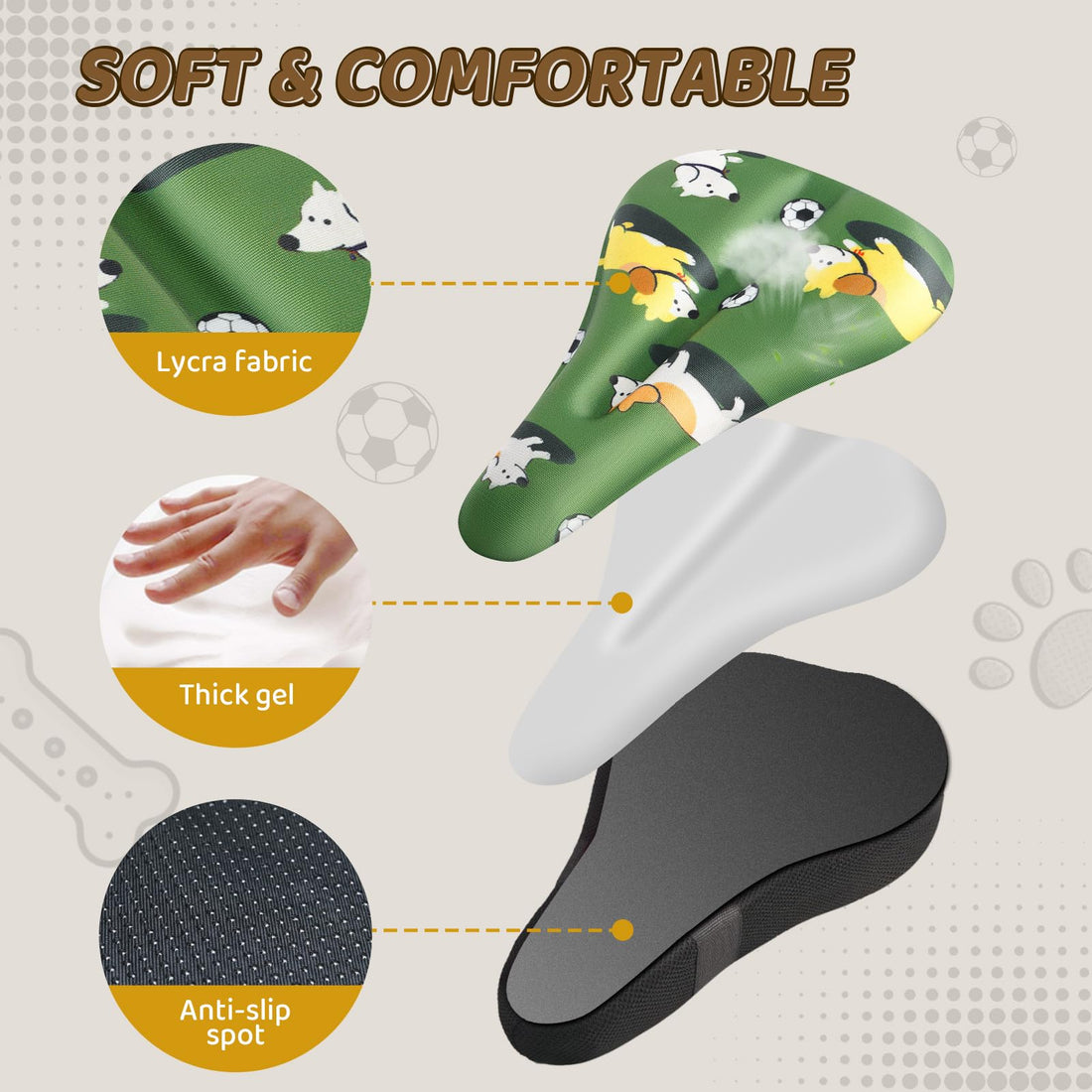 Green kids bicycle seat cover with Lycra surface