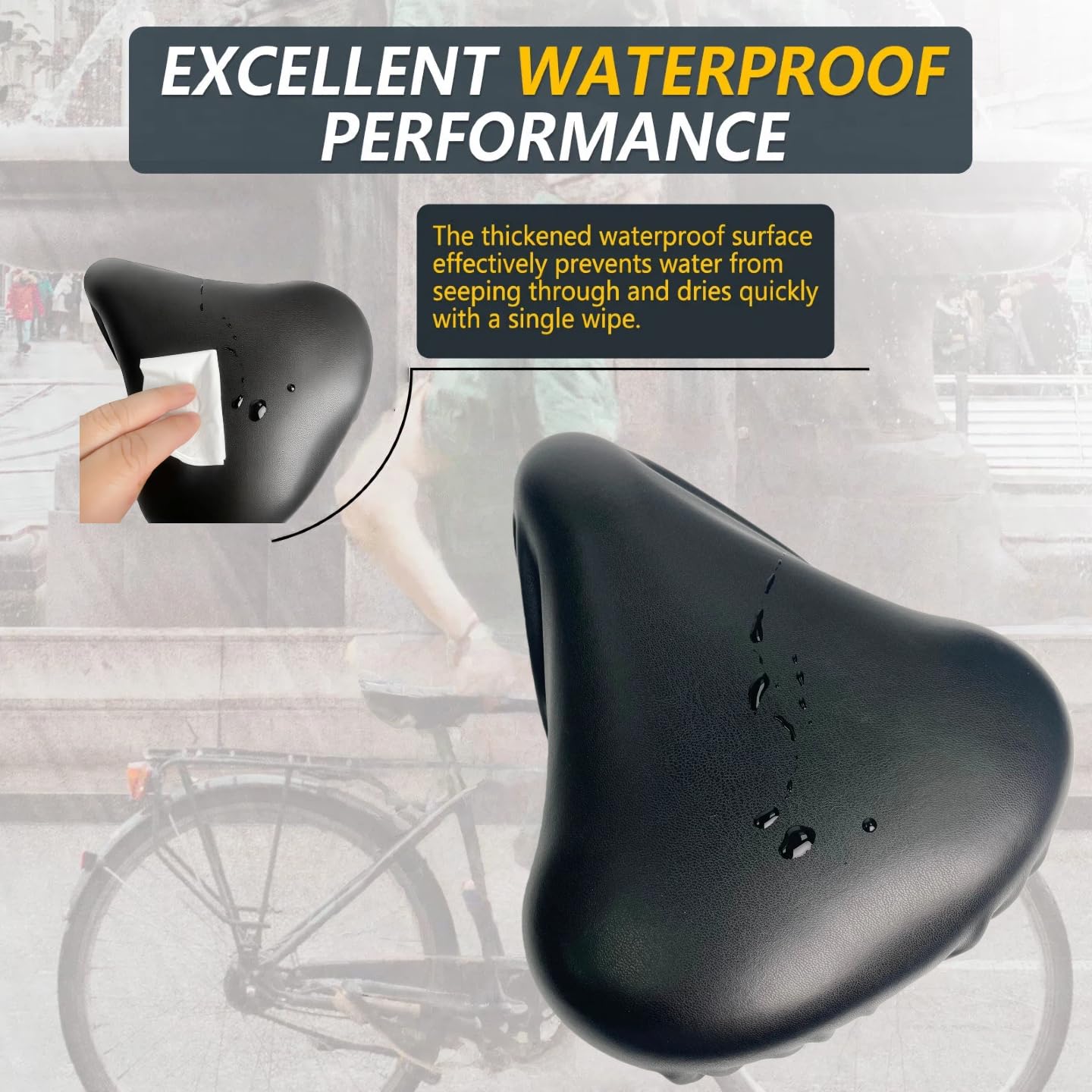 Stretch Bike Seat Cover Waterproof, PU Leather