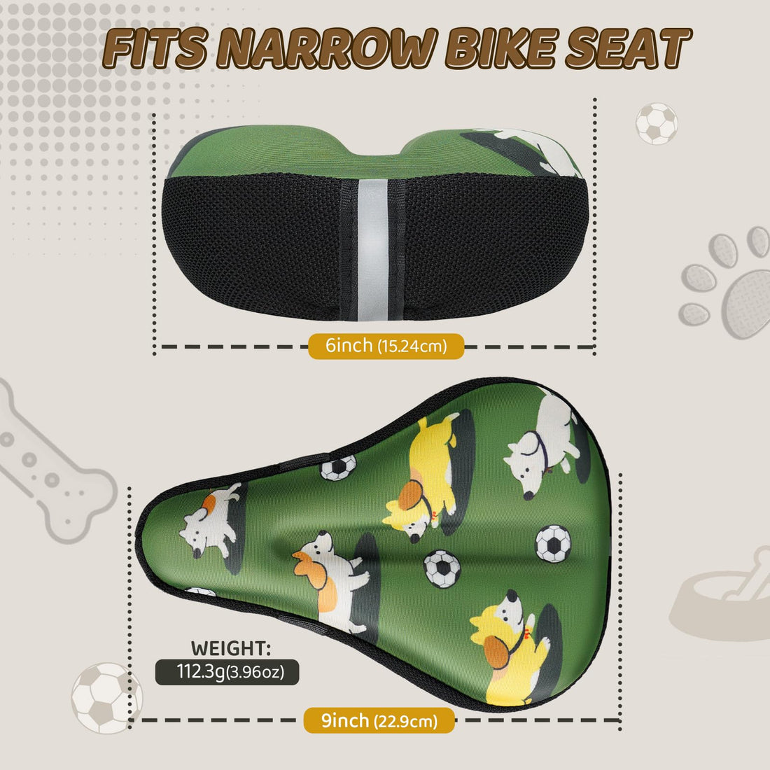 9 x 6 inch child bike saddle cushion with memory foam