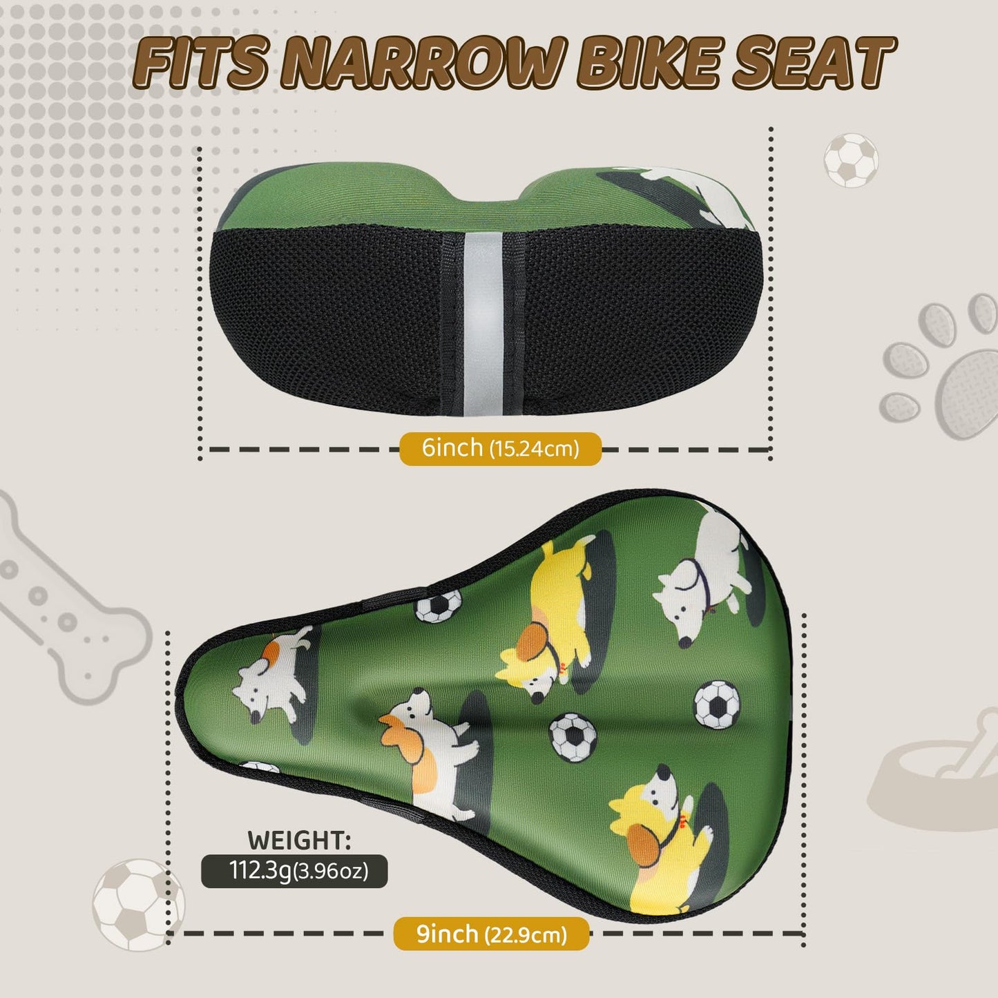 Kids Bike Seat Cushion, Green 9" * 6"