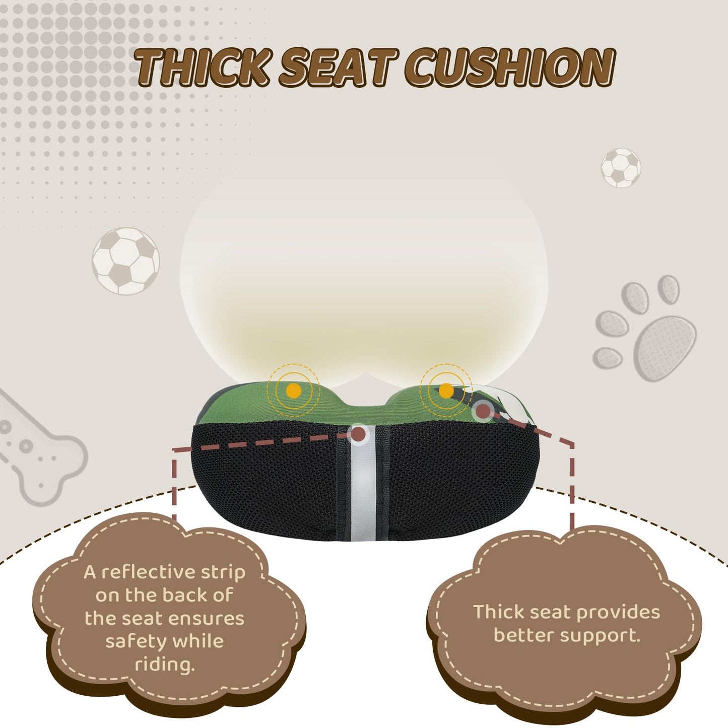 Kids Bike Seat Cushion, Green 9" * 6"