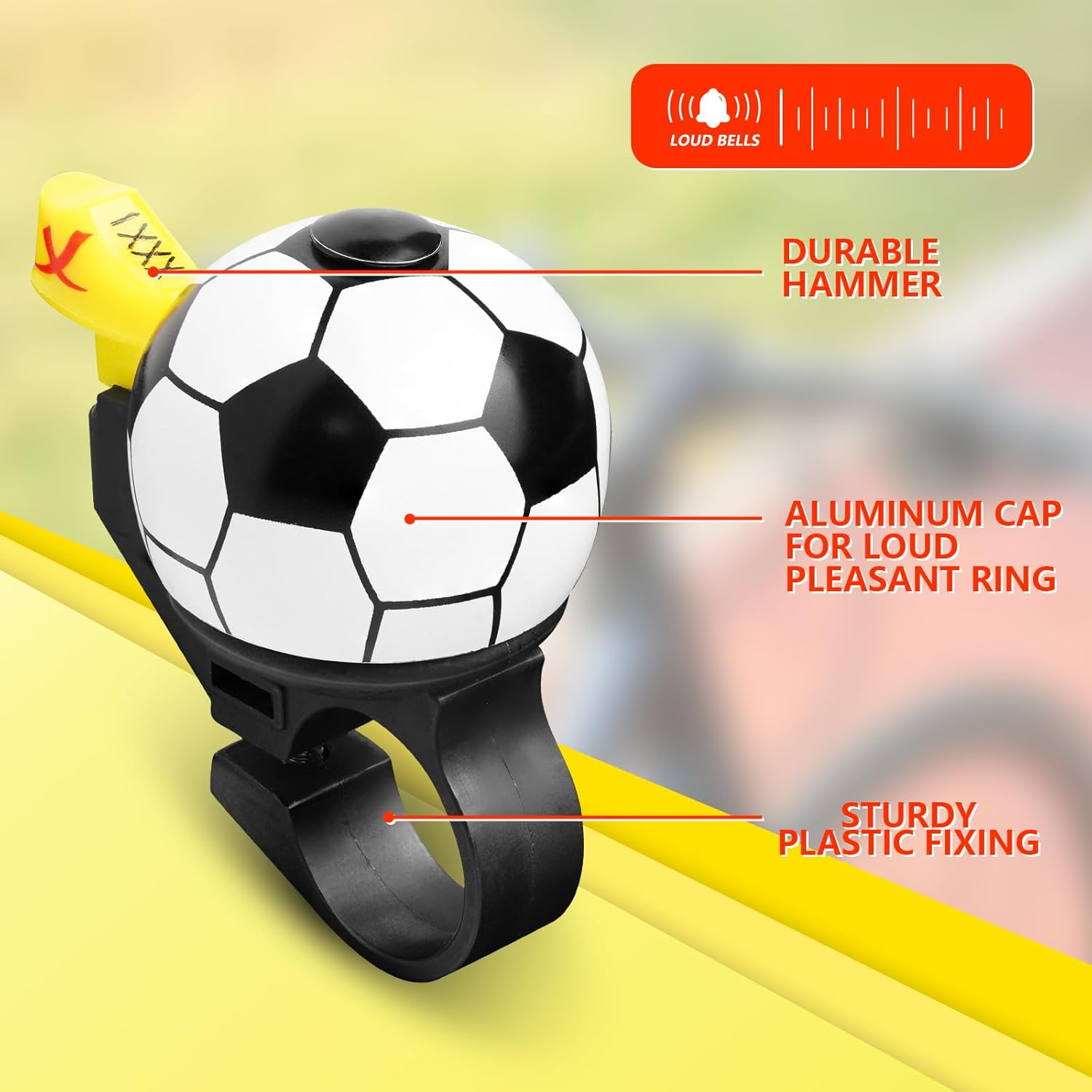 Football shaped bicycle bell for children's bikes