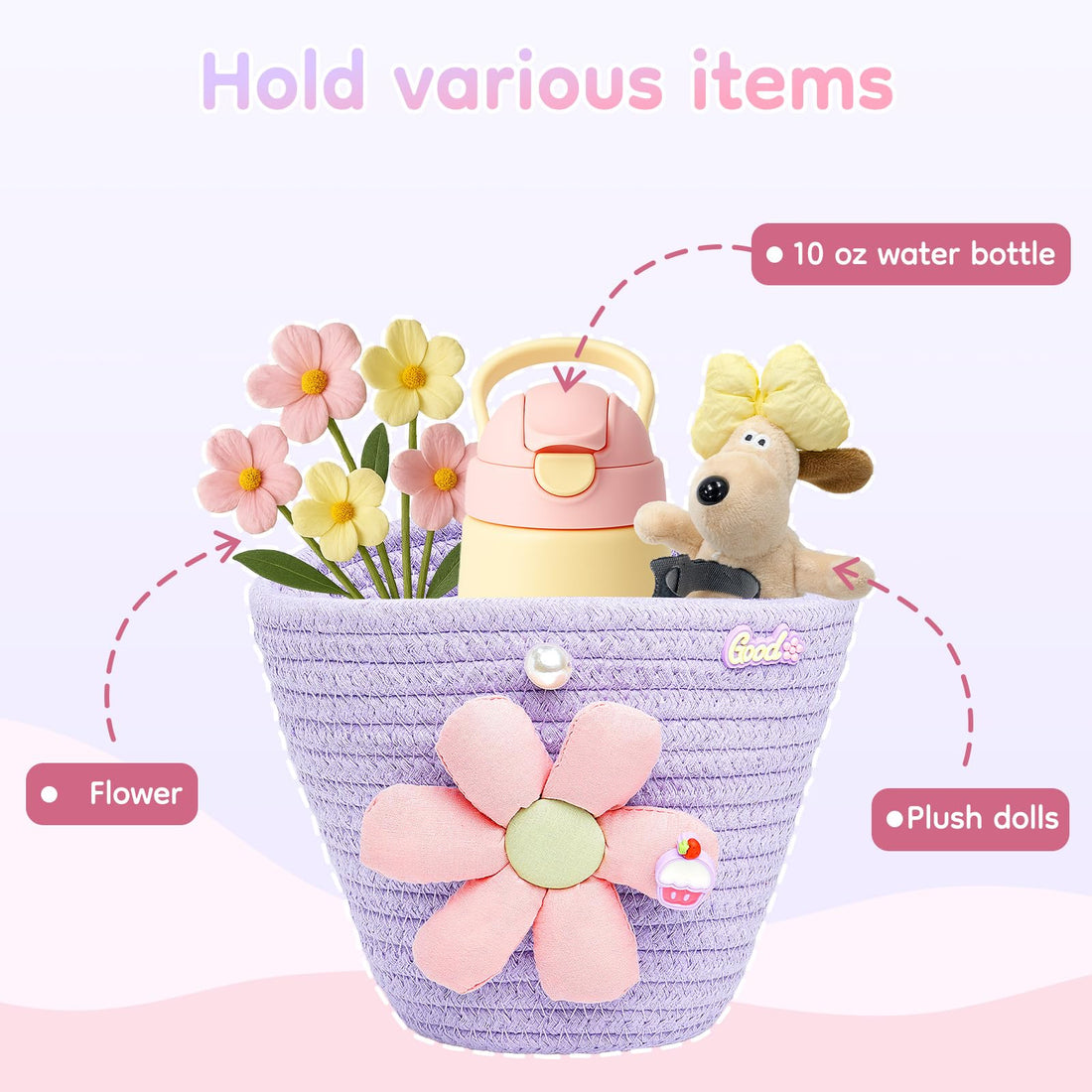 Easy install kids handlebar basket for toys and snacks